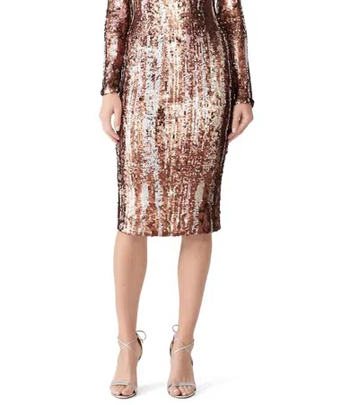 Dress The Population Emery Matte Dress In Matte Bronze Multi