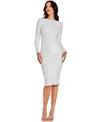 Dress The Population Emery White Long Sleeve Sequin Dress In White Multi
