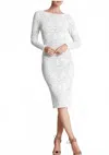 Dress The Population Emery Sequin Low Back Midi Dress In White In White
