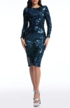 Dress The Population Women's Emmalyn Sequined Cocktail Dress In Deep Teal