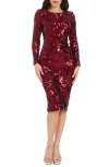 Dress The Population Emmalyn Womens Sequined Polyester Cocktail And Party Dress In Port