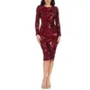 Dress The Population Emmalyn Womens Sequined Polyester Cocktail And Party Dress In Red
