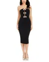 Dress The Population Erica Sequin Bow Strapless Cocktail Sheath Dress In Black-silver