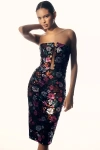 Dress The Population Erica Strapless Sequin Midi Dress In Black