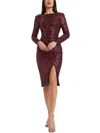 Shop Dress The Population Erin Womens Sequined Cowl Back Cocktail And Party Dress In Red
