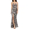 Dress The Population Fernanda Floral Sequin Strapless Evening Gown In Dove-black