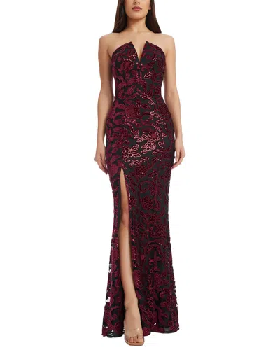 Dress The Population Fernanda Maxi Dress In Burgundy