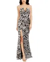 Dress The Population Fernanda Floral Sequin Strapless Evening Gown In Gray