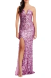 Dress The Population Fernanda Sequin Strapless Mermaid Gown In Blush Multi