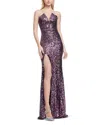 Dress The Population Fernanda Sequin Strapless Gown In Deep Purple