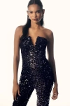 Dress The Population Fernanda Sequin Strapless Jumpsuit In Blue