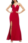 Dress The Population Fernanda Strapless Evening Gown In Red