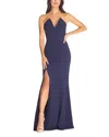 Dress The Population Fernanda Strapless Evening Gown In Midnight Blue