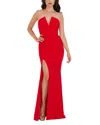 Dress The Population Fernanda V Wire Bodycon Gown In Rouge