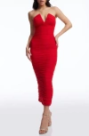 Dress The Population Ferra Strapless Cocktail Dress In Rouge