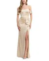 Dress The Population Gabrielle Off-the-shoulder Gown In Champagne