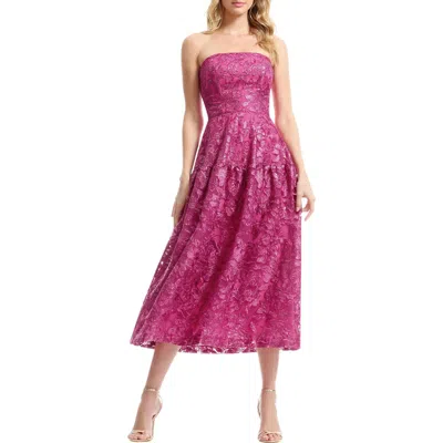 Dress The Population Gemma Embellished Strapless Fit & Flare Cocktail Dress In Pink