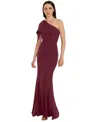 Dress The Population Georgina One-shoulder Crepe Gown In Burgundy
