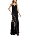 Dress The Population Eleanor Illusion Neck Gown In Black