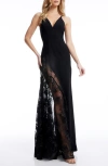 Dress The Population Eleanor Illusion Neck Gown In Black
