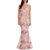 Dress The Population Giovanna Floral Ruffle Mermaid Gown In Blush Multi