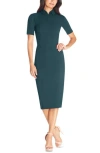 Dress The Population Gloria Front Zip Sheath Dress In Green
