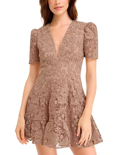 Dress The Population Hallie Lace Flared Dress In Brown