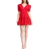Dress The Population Hallie Lace Tiered Minidress In Red