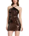 Dress The Population Women's Halter Neck Mini Dress In Brown