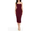 Dress The Population Heather Center Ruched Strapless Body-con Dress In Burgundy