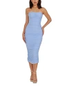 Dress The Population Heather Center Ruched Strapless Body-con Dress In Sky