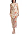 Dress The Population Helena Beaded Floral Applique Sheath Gown In Neutral