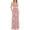 Dress The Population Idalia Floral One-shoulder Gown In Peach Multi