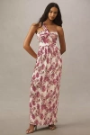 Dress The Population Idalia Floral One-shoulder Gown In Orange