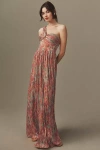 DRESS THE POPULATION IDALIA ONE-SHOULDER FLORAL MAXI DRESS