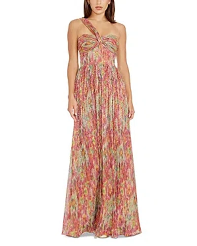 Dress The Population Idalia Printed Metallic Maxi Dress In Brown