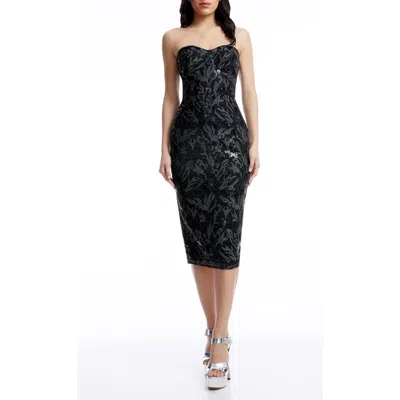 Dress The Population Irina Sequin Strapless Cocktail Dress In Black Multi