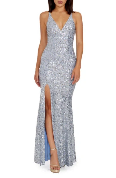 Dress The Population Women's Iris Sequined Mermaid Gown In Platinum Multi