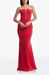 Dress The Population Izzy Strapless Mermaid Gown In Rouge