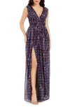 Dress The Population Jaclyn Sequin Sleeveless Gown In Dark Magenta Multi