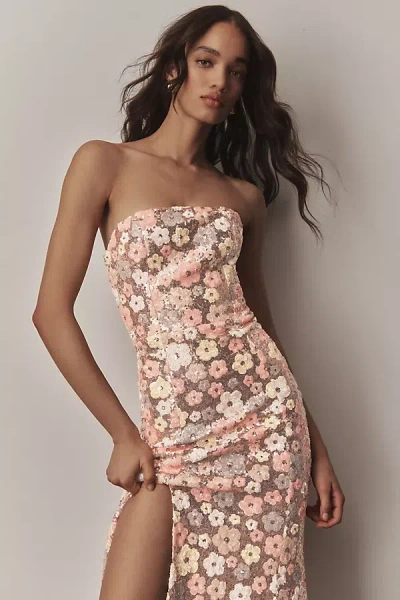 Dress The Population Janelle Strapless Maxi Dress In Pink