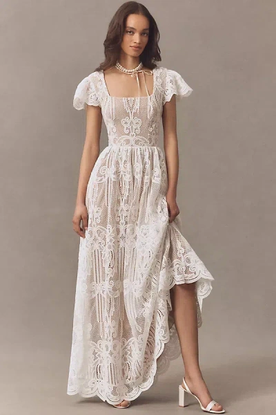 Dress The Population Janis Flutter-sleeve Lace Maxi Dress