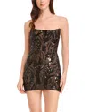 Dress The Population Jen Sequin Detail Strapless Cocktail Minidress In Brown