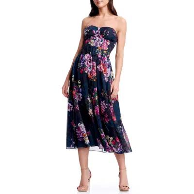 Dress The Population Jenny Floral Strapless Fit & Flare Cocktail Dress In Multi