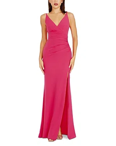 Dress The Population Jordan Plunge Neck Gown In Begonia