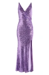 Dress The Population Jordan Sequin Gown In Lavender