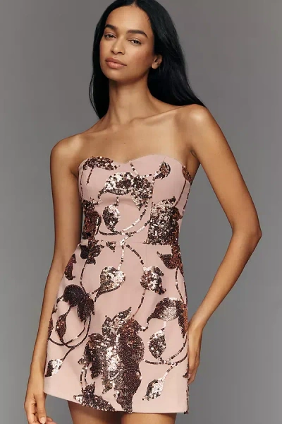 Dress The Population Juna Shimmer Strapless Mini Dress In Multi