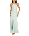 Dress The Population Women's Justine Satin Halter Mermaid Gown In Mint