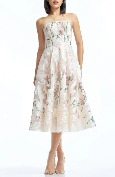 Dress The Population Kailyn Floral Appliqué Strapless Cocktail Dress In Pink Multi