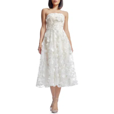 Dress The Population Kailyn Sequin Floral Appliqué Strapless Cocktail Dress In Off White Multi
